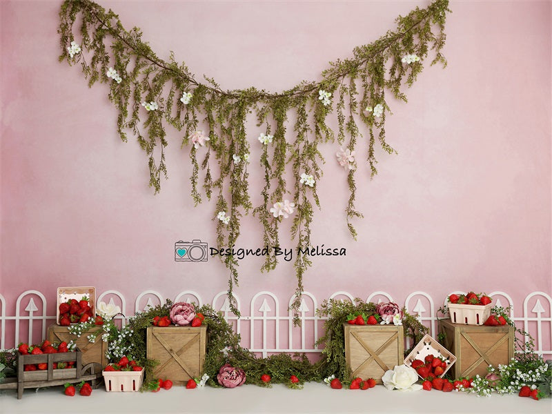 Kate Pink Strawberry Fields Backdrop for Photography Designed by Melissa King - Kate Backdrop AU