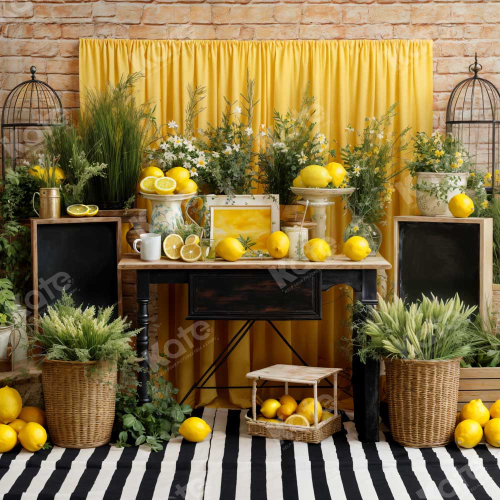 Kate Green Plant Yellow Lemon Room Backdrop Designed by Chain Photography - Kate Backdrop AU