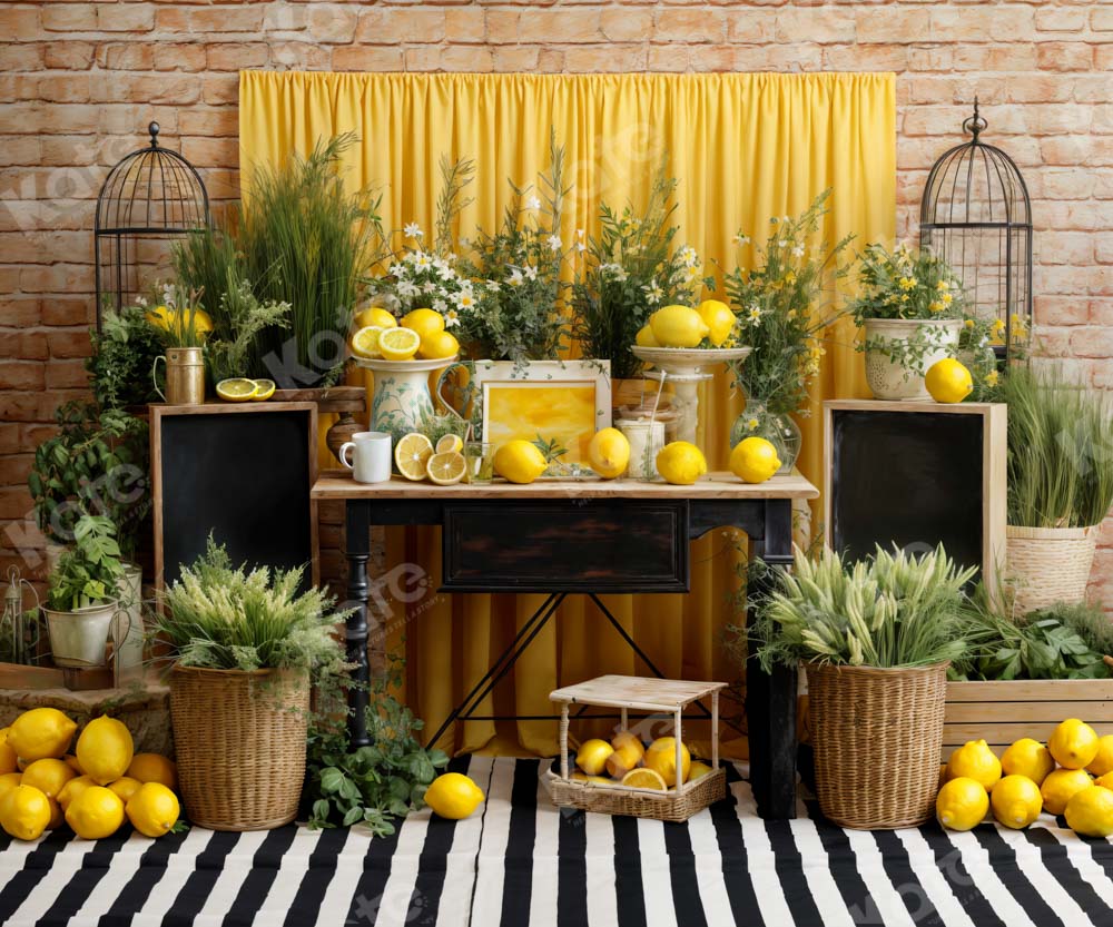 Kate Green Plant Yellow Lemon Room Backdrop Designed by Chain Photography - Kate Backdrop AU