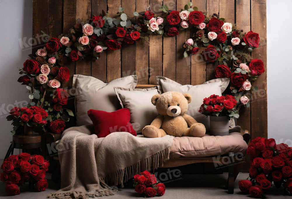 Kate Valentine's Day Flower Bear Sofa Backdrop Designed by Chain Photography - Kate Backdrop AU