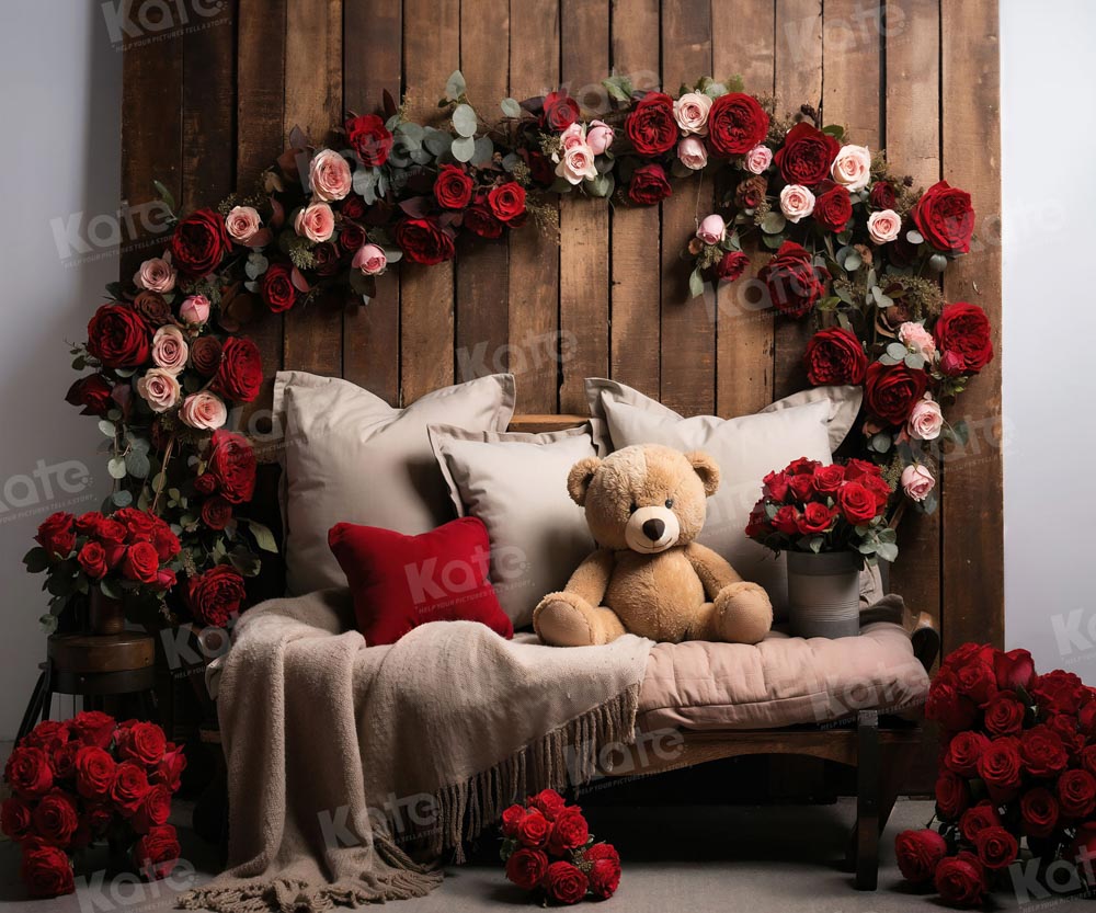Kate Valentine's Day Flower Bear Sofa Backdrop Designed by Chain Photography - Kate Backdrop AU