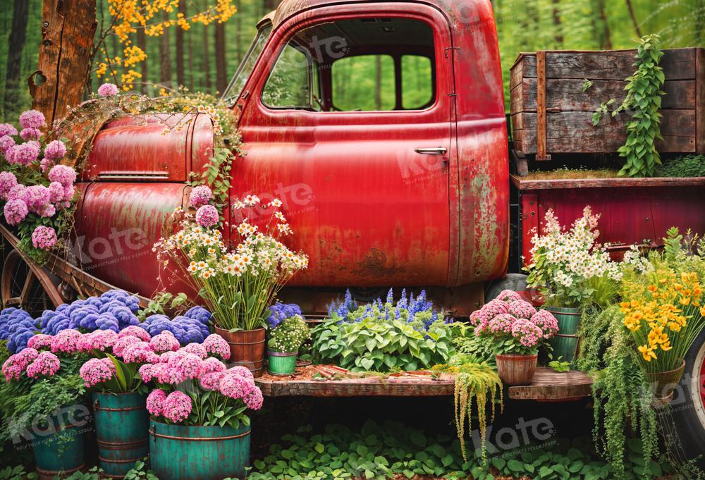 Kate Spring Red Truck Flowers Backdrop for Photography - Kate Backdrop AU
