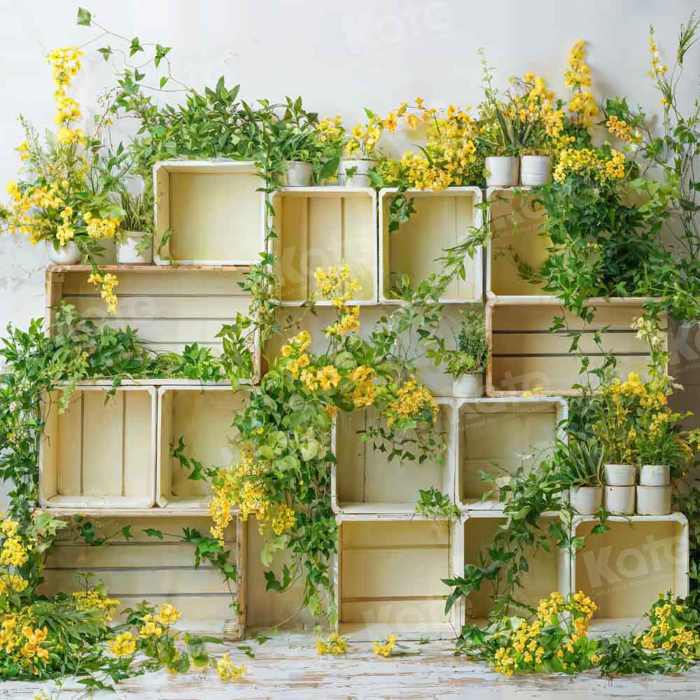 Kate Spring Yellow Flower Cabinet Backdrop Designed by Chain Photography - Kate Backdrop AU