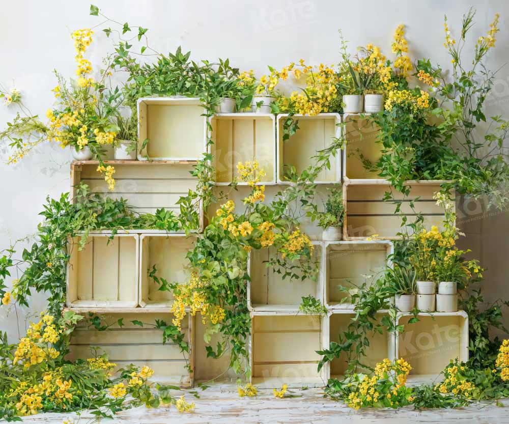Kate Spring Yellow Flower Cabinet Backdrop Designed by Chain Photography - Kate Backdrop AU