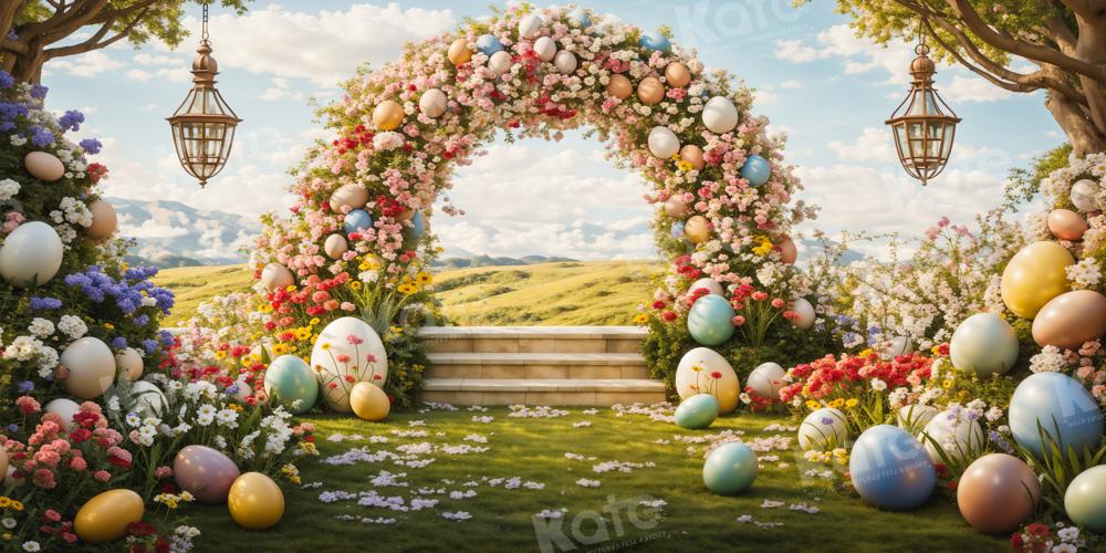 Kate Spring Easter Eggs Flowers Arch Backdrop Designed by Chain Photography - Kate Backdrop AU