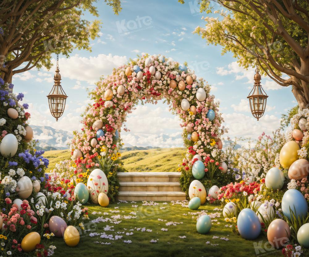 Kate Spring Easter Eggs Flowers Arch Backdrop Designed by Chain Photography - Kate Backdrop AU