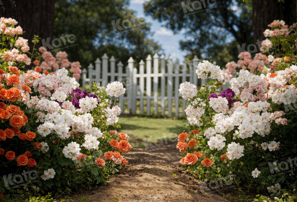 Kate Spring Flowers Fence Path Backdrop Designed by Chain Photography - Kate Backdrop AU
