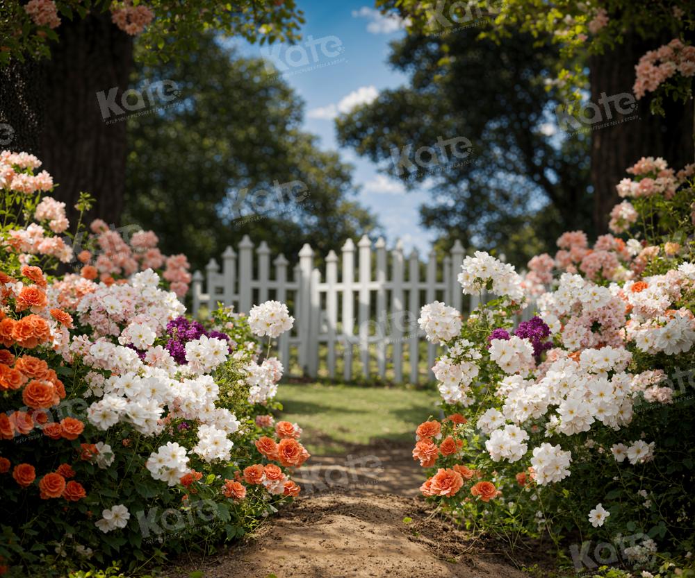 Kate Spring Flowers Fence Path Backdrop Designed by Chain Photography - Kate Backdrop AU