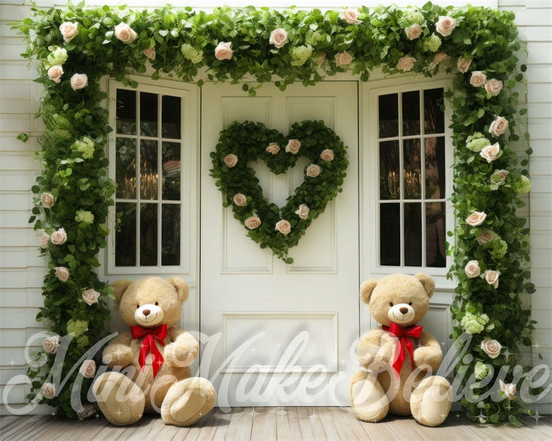 Kate Valentine Door Teddy Bears Backdrop Designed by Mini MakeBelieve - Kate Backdrop AU