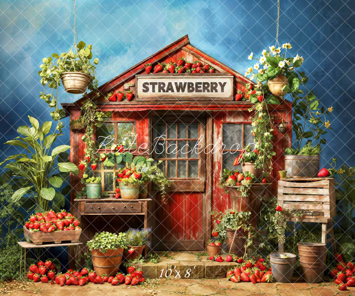 Kate Spring Green Strawberry Warehouse Backdrop Designed by Chain Photography - Kate Backdrop AU