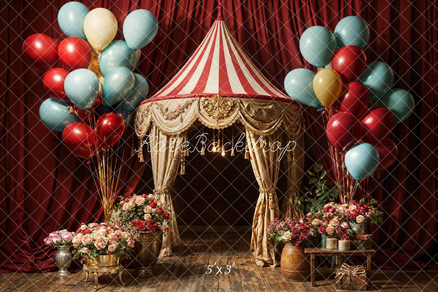 Kate Balloon Flowers Noble Stage Backdrop Designed by Chain Photography - Kate Backdrop AU