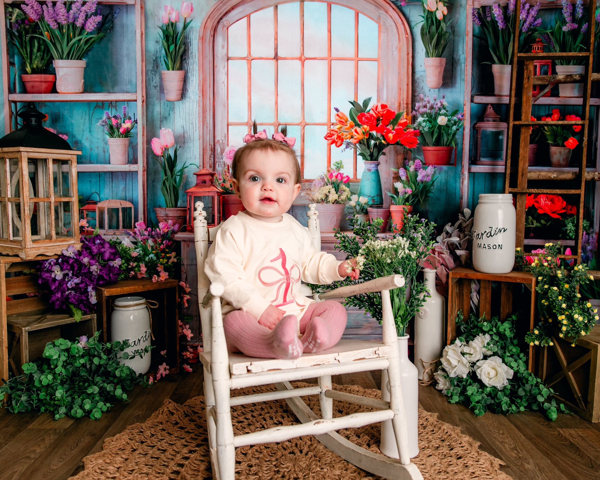 Kate Spring Flowers Potted Window Room Backdrop Designed by Chain Photography - Kate Backdrop AU
