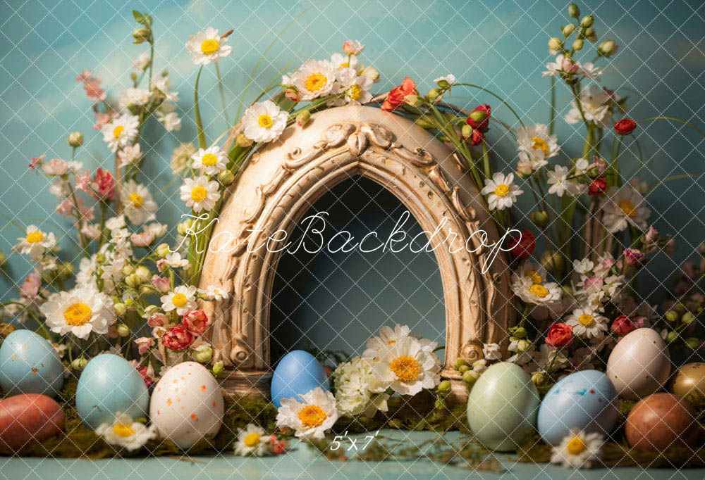 Kate Colorful Easter Eggs Flowers Backdrop Designed by Chain Photography - Kate Backdrop AU