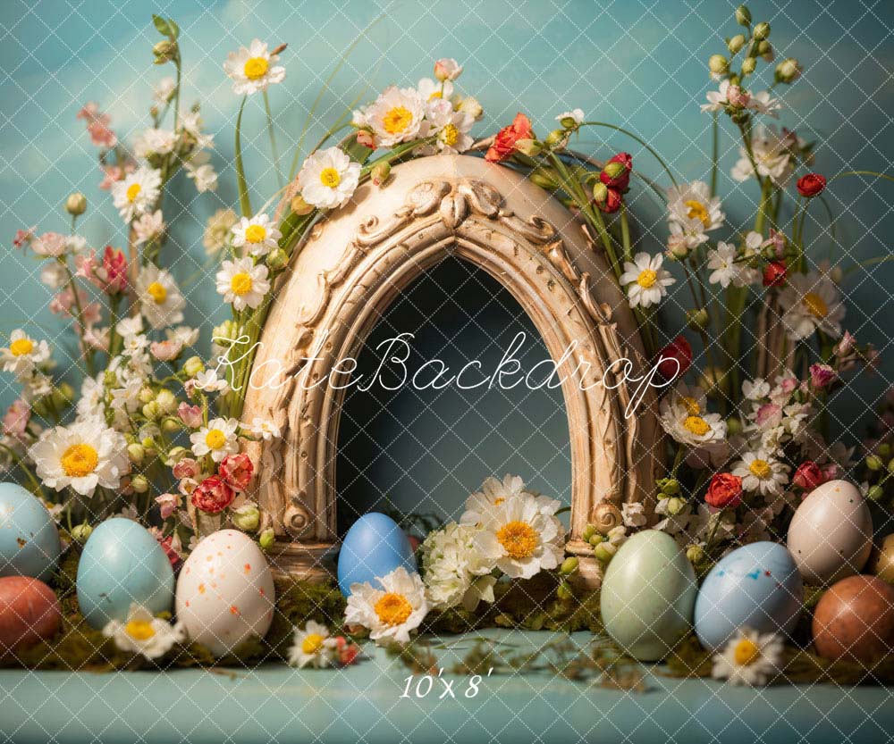Kate Colorful Easter Eggs Flowers Backdrop Designed by Chain Photography - Kate Backdrop AU