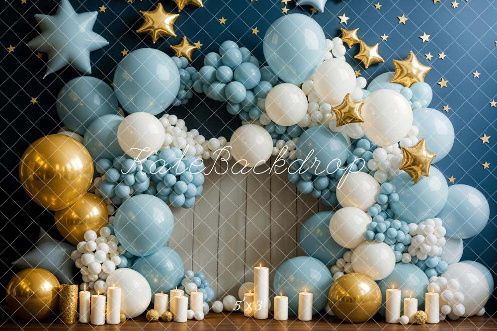 Kate Birthday Candle Blue Balloon Wall Backdrop Designed by Chain Photography - Kate Backdrop AU