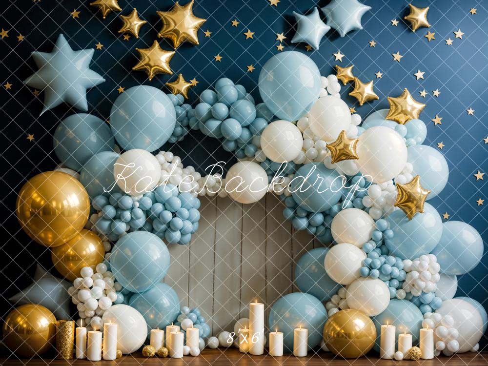 Kate Birthday Candle Blue Balloon Wall Backdrop Designed by Chain Photography - Kate Backdrop AU