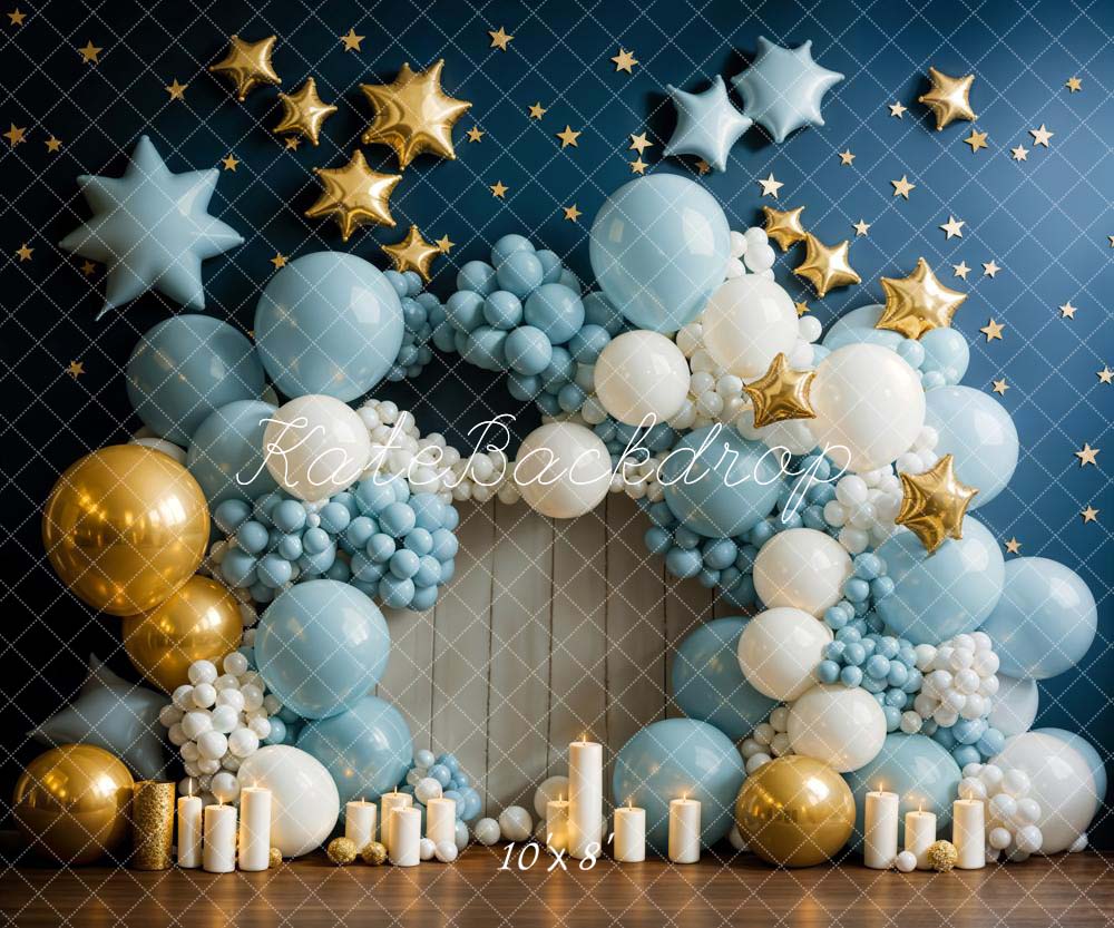 Kate Birthday Candle Blue Balloon Wall Backdrop Designed by Chain Photography - Kate Backdrop AU
