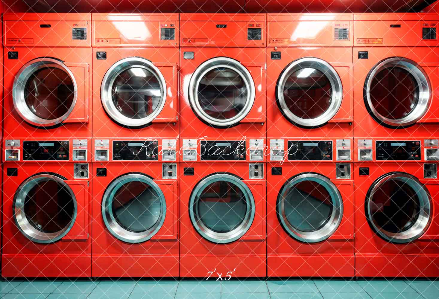 Kate Laundry Day Red Washing Machine Room Backdrop Designed by Emetselch - Kate Backdrop AU