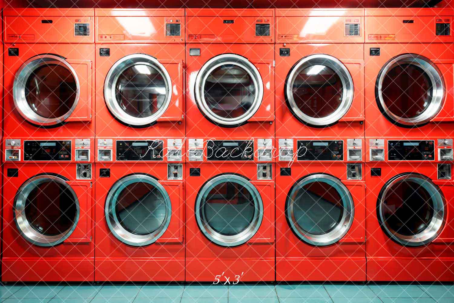 Kate Laundry Day Red Washing Machine Room Backdrop Designed by Emetselch - Kate Backdrop AU