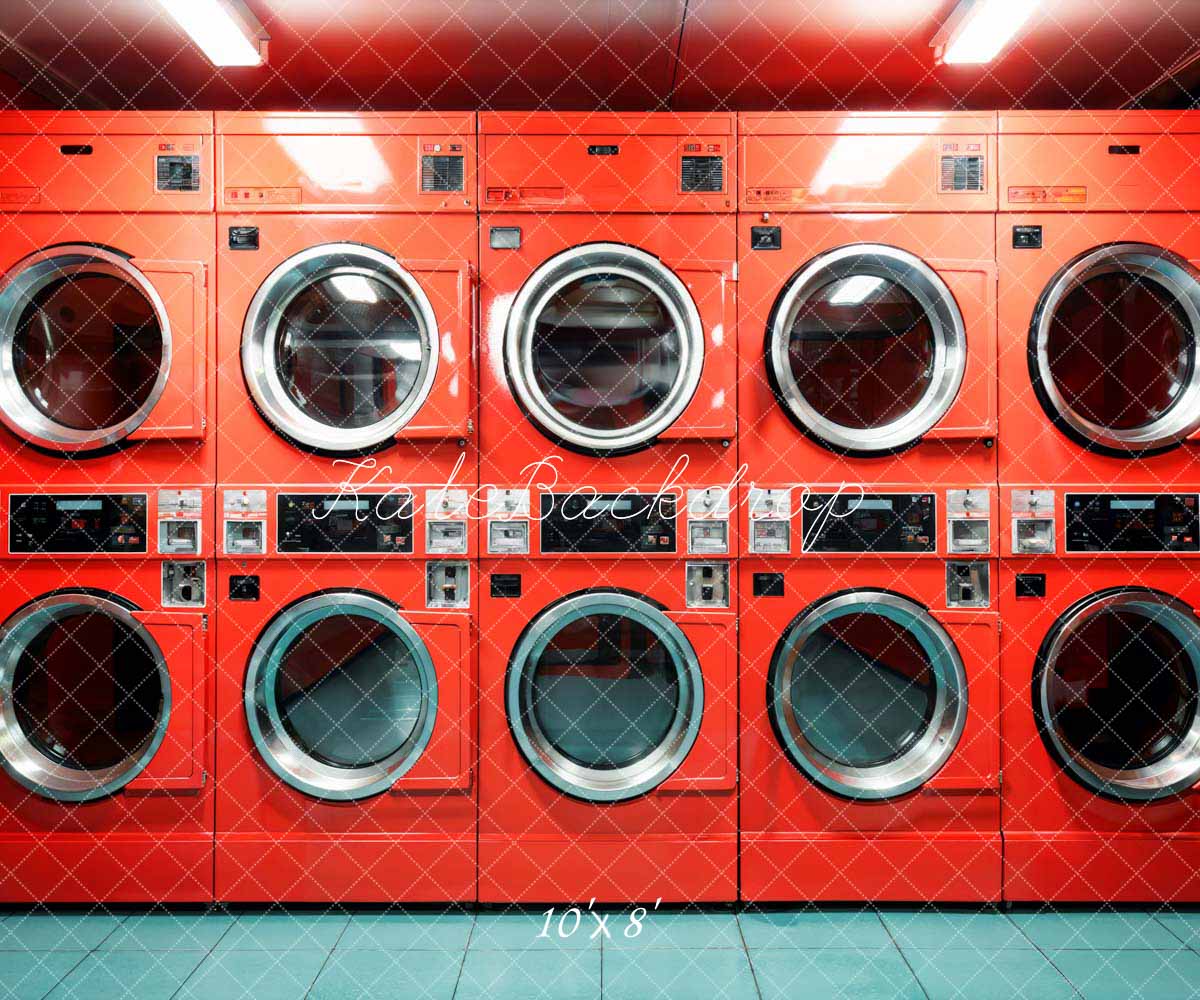 Kate Laundry Day Red Washing Machine Room Backdrop Designed by Emetselch - Kate Backdrop AU