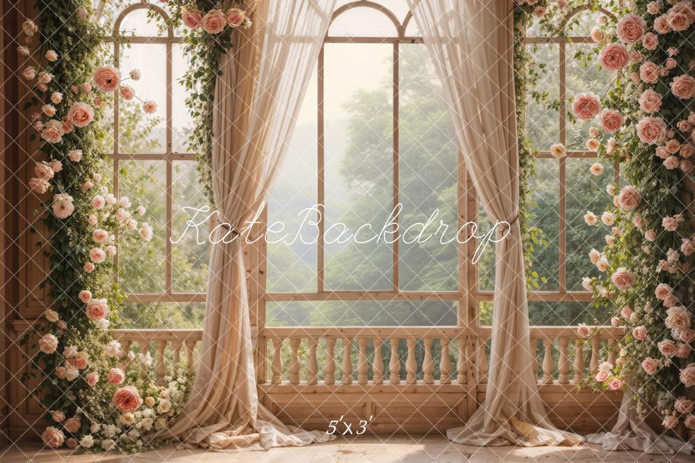 Kate Spring Flowers Window Room Backdrop Designed by Emetselch - Kate Backdrop AU
