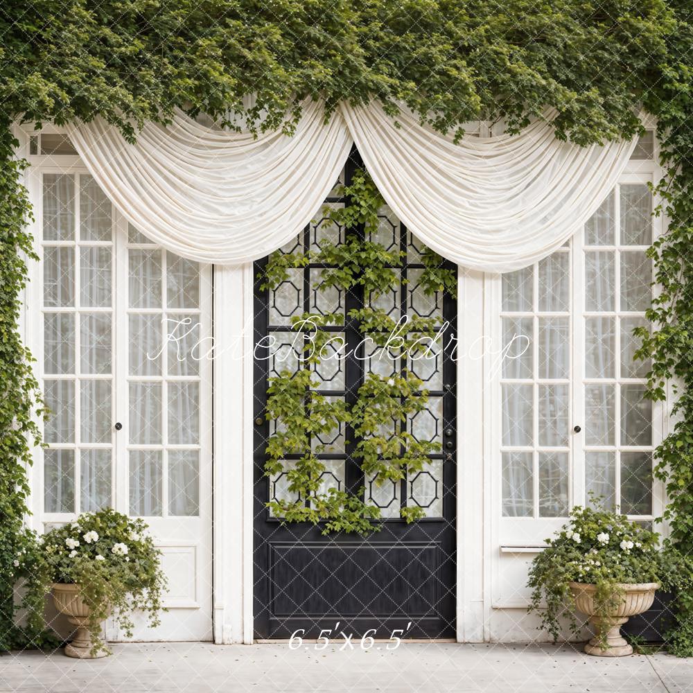 Kate Spring Green Plants Curtains Windows Doors Backdrop Designed by Emetselch - Kate Backdrop AU