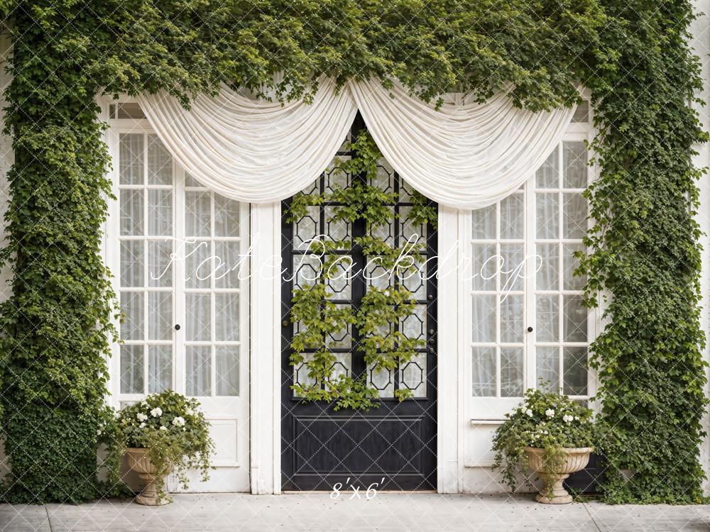 Kate Spring Green Plants Curtains Windows Doors Backdrop Designed by Emetselch - Kate Backdrop AU