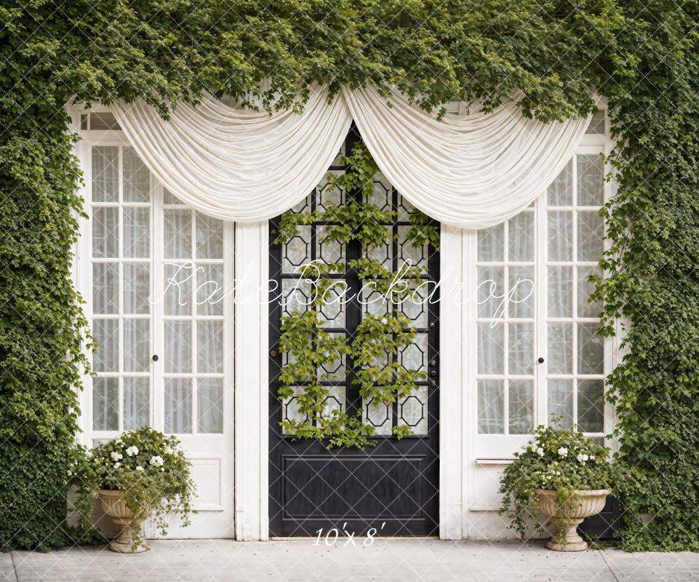 Kate Spring Green Plants Curtains Windows Doors Backdrop Designed by Emetselch - Kate Backdrop AU