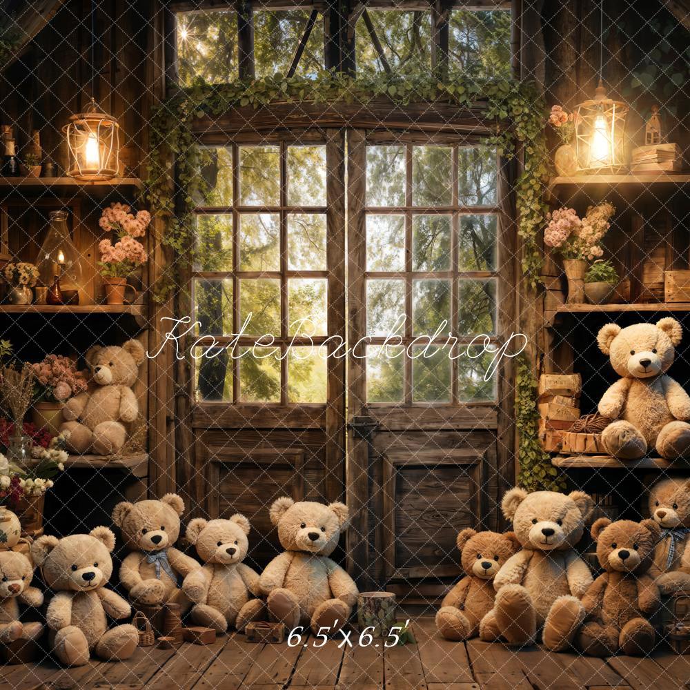 Kate Spring Bear Lantern Cabin Backdrop Designed by Emetselch - Kate Backdrop AU