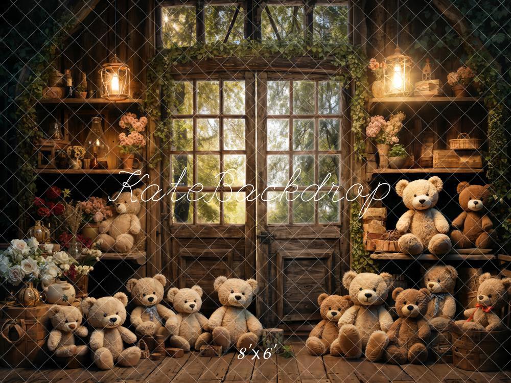 Kate Spring Bear Lantern Cabin Backdrop Designed by Emetselch - Kate Backdrop AU