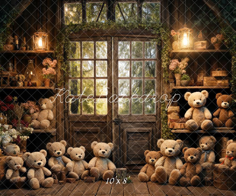Kate Spring Bear Lantern Cabin Backdrop Designed by Emetselch - Kate Backdrop AU