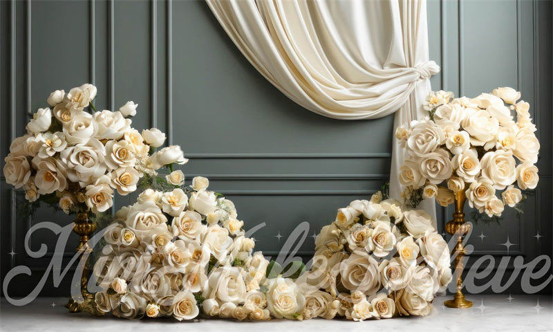 Kate Fine Art Curtain White Roses Backdrop Designed by Mini MakeBelieve - Kate Backdrop AU