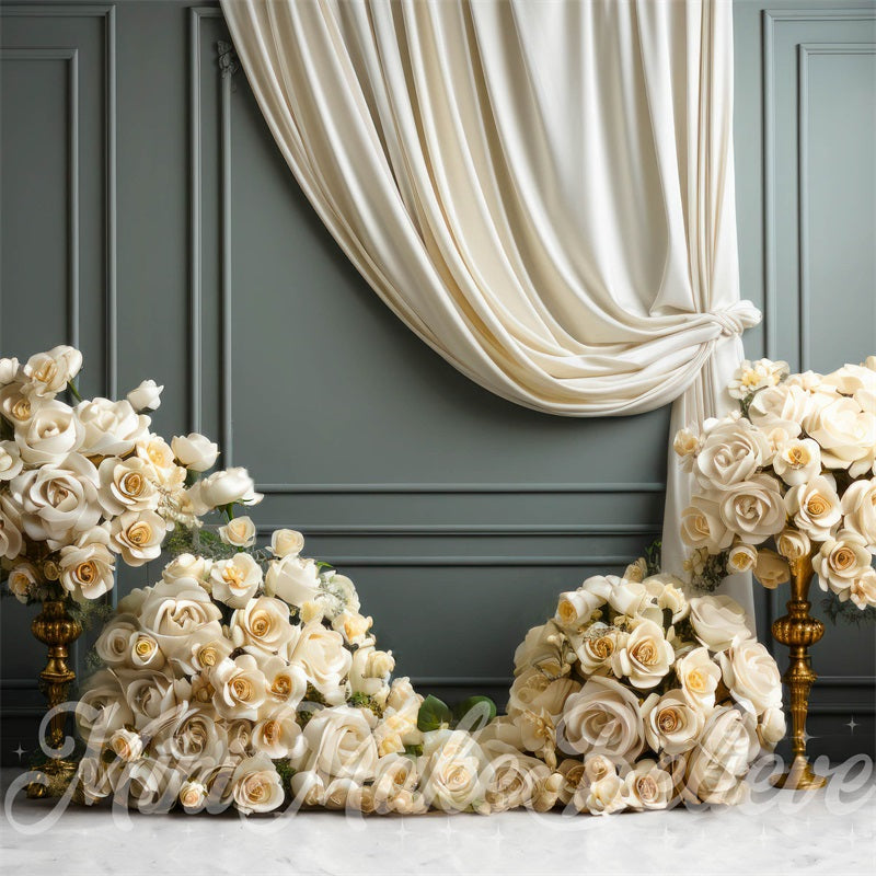 Kate Fine Art Curtain White Roses Backdrop Designed by Mini MakeBelieve - Kate Backdrop AU