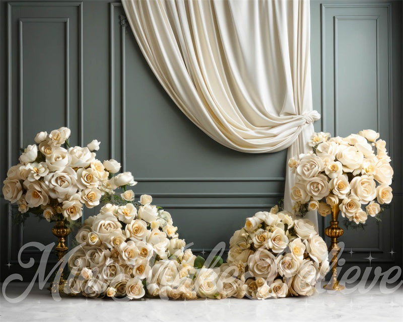 Kate Fine Art Curtain White Roses Backdrop Designed by Mini MakeBelieve - Kate Backdrop AU
