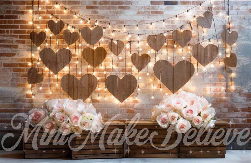 Kate Interior Barn Hearts and Lights Backdrop Designed by Mini MakeBelieve - Kate Backdrop AU