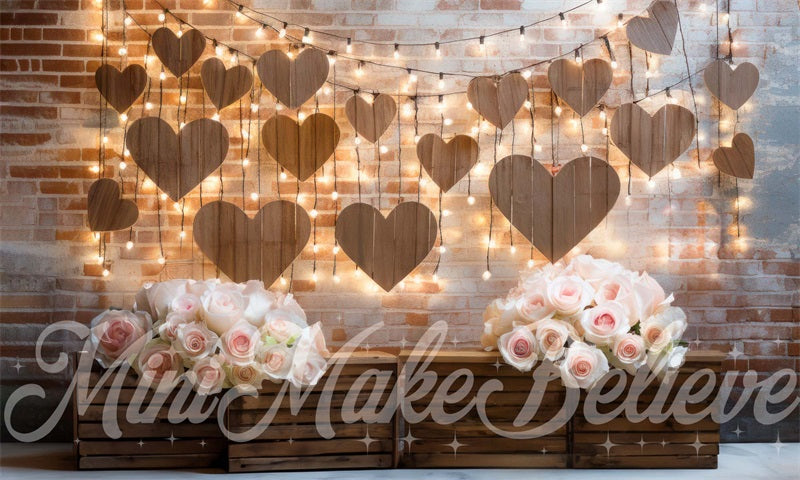 Kate Interior Barn Hearts and Lights Backdrop Designed by Mini MakeBelieve - Kate Backdrop AU