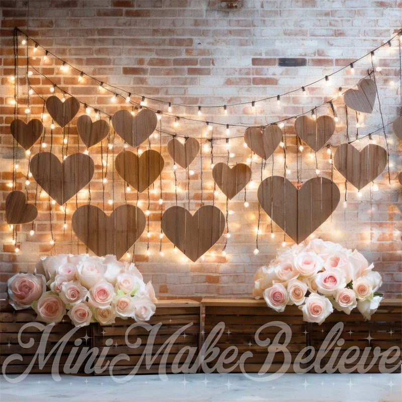 Kate Interior Barn Hearts and Lights Backdrop Designed by Mini MakeBelieve - Kate Backdrop AU
