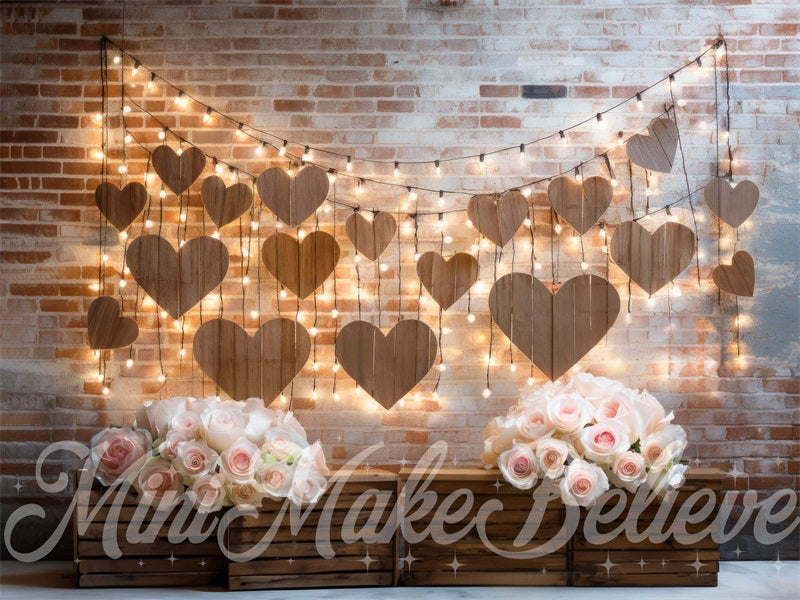 Kate Interior Barn Hearts and Lights Backdrop Designed by Mini MakeBelieve - Kate Backdrop AU