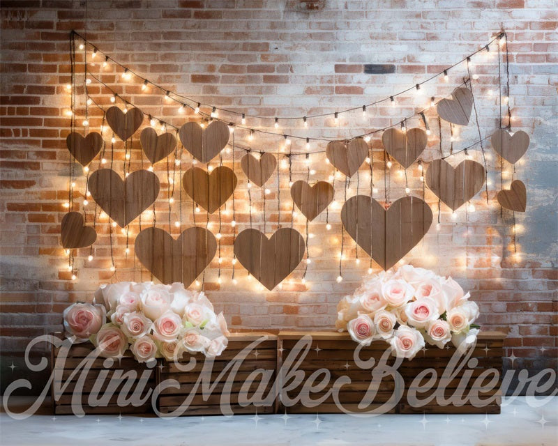 Kate Interior Barn Hearts and Lights Backdrop Designed by Mini MakeBelieve - Kate Backdrop AU