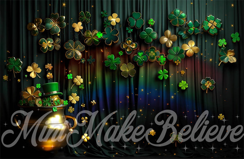 Kate Saint Patty Green Shamrock Rainbow Backdrop Designed by Mini MakeBelieve - Kate Backdrop AU