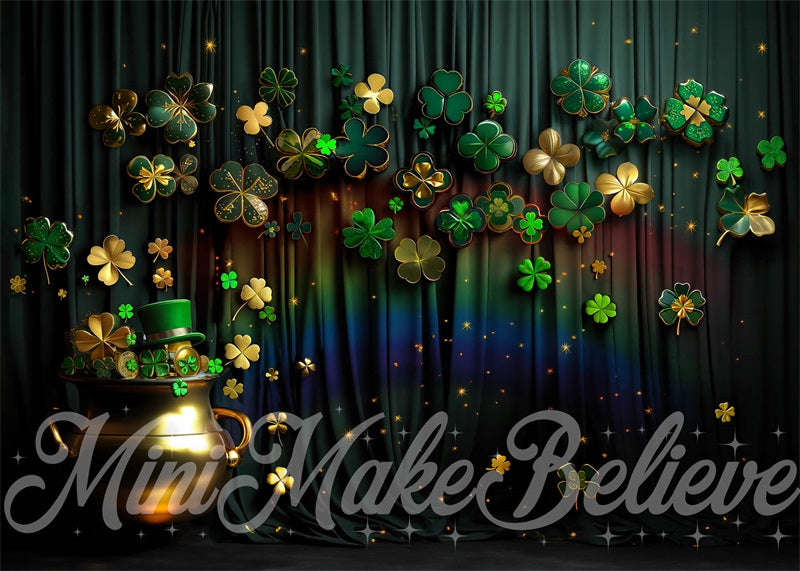 Kate Saint Patty Green Shamrock Rainbow Backdrop Designed by Mini MakeBelieve - Kate Backdrop AU