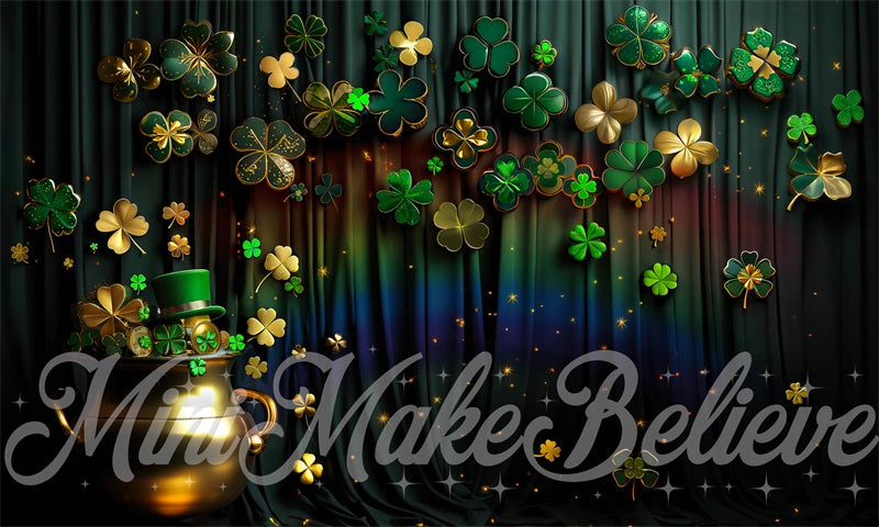 Kate Saint Patty Green Shamrock Rainbow Backdrop Designed by Mini MakeBelieve - Kate Backdrop AU