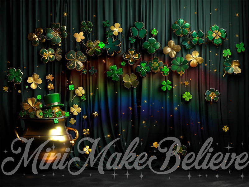 Kate Saint Patty Green Shamrock Rainbow Backdrop Designed by Mini MakeBelieve - Kate Backdrop AU