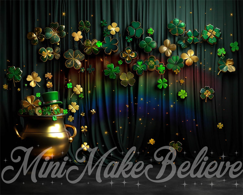 Kate Saint Patty Green Shamrock Rainbow Backdrop Designed by Mini MakeBelieve - Kate Backdrop AU