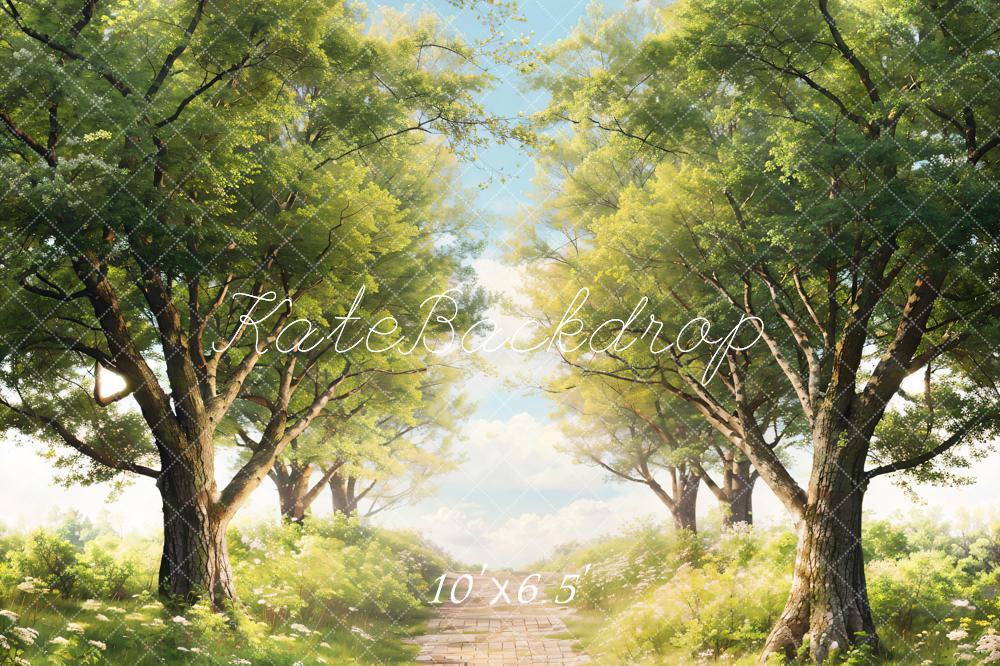 Kate Spring Green Trees Grass Path Backdrop Designed by Chain Photography - Kate Backdrop AU