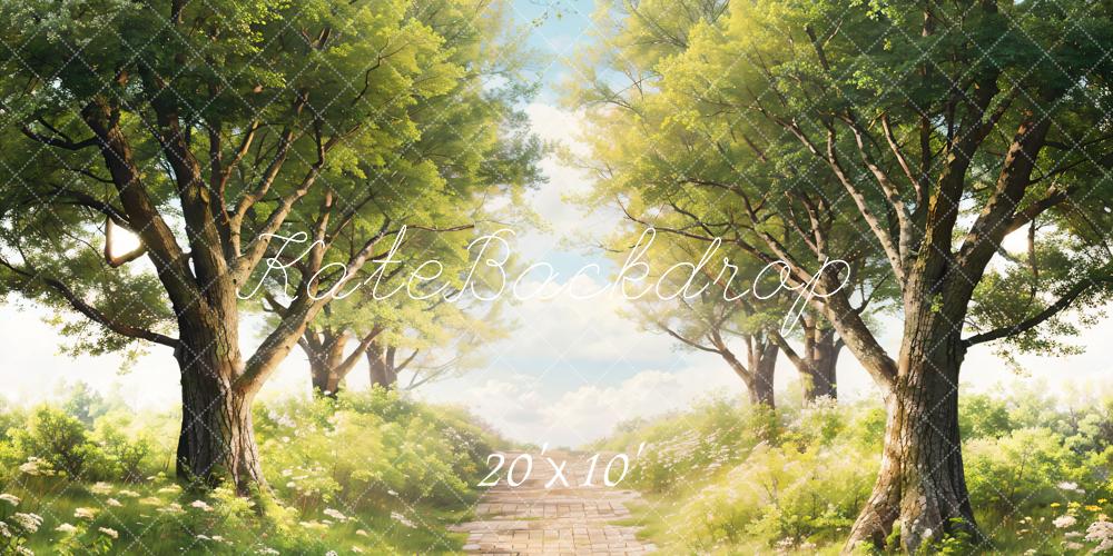 Kate Spring Green Trees Grass Path Backdrop Designed by Chain Photography - Kate Backdrop AU