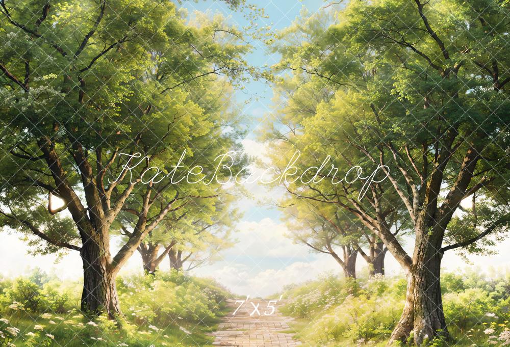 Kate Spring Green Trees Grass Path Backdrop Designed by Chain Photography - Kate Backdrop AU