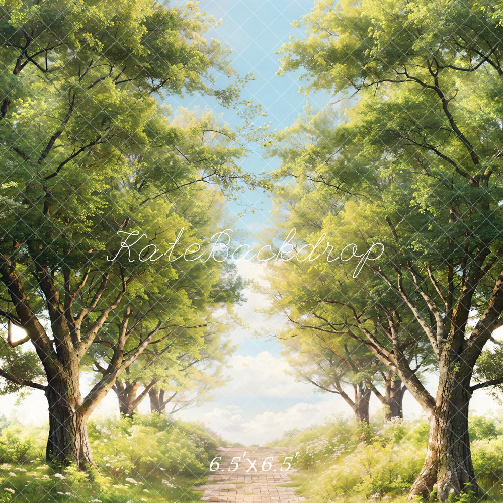 Kate Spring Green Trees Grass Path Backdrop Designed by Chain Photography - Kate Backdrop AU