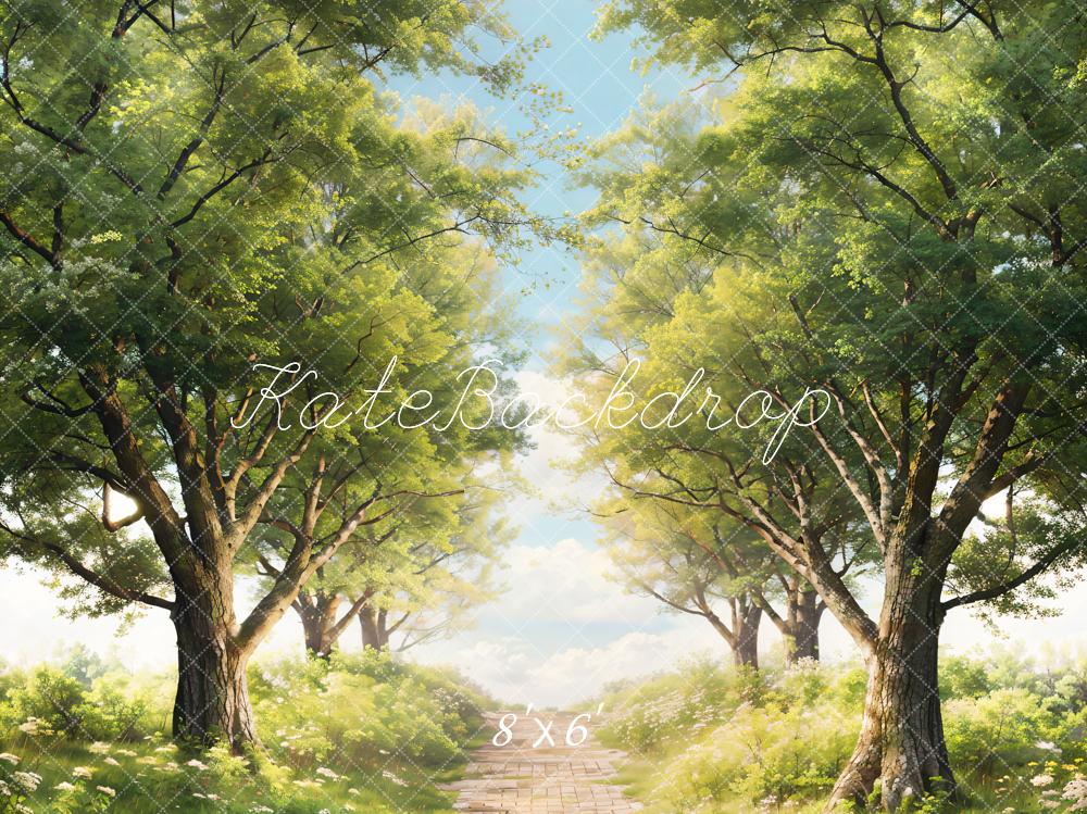 Kate Spring Green Trees Grass Path Backdrop Designed by Chain Photography - Kate Backdrop AU