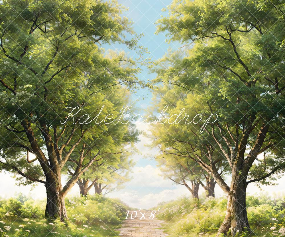 Kate Spring Green Trees Grass Path Backdrop Designed by Chain Photography - Kate Backdrop AU